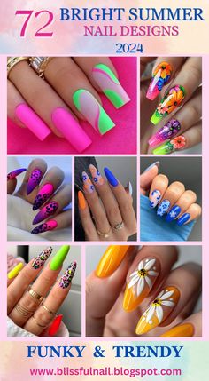 As the summer of 2024 approaches, it's time to refresh your nail game with the hottest trends of the season. This year, "72 Bright Summer Nail Designs 2024" is all about embracing funky and trendy styles that make a bold statement.#nailsart#summernails#almondnails#yellownails#whitenail#bluenails#pinknails#acrylicnails#gelnails#greennails#blacknails#longnails#shortnails Acrylic Nail Designs Summer 2024, Funky Summer Nails 2024, Summer Nail Art Designs 2024, Bright Summer Nails Designs 2024, Summer Acrylic Nail Designs 2024, Summer Nail Art 2024, Summer Nail Designs 2024, Mod Nails, White Summer Nails