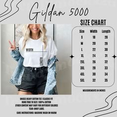 Shirt Sizing Chart For Sublimation, Shirt Measurements Chart Women, Uk Sizes Women Chart, Oversized T Shirt Size Chart, Gildan 64000 Mockup, Save Image, Cotton Fiber, Heavy Cotton, Cotton Tee