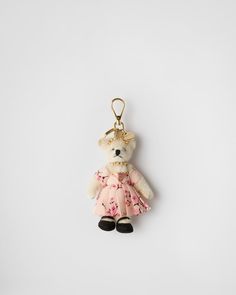 Pink Teddy bag charm with metal ring | PRADA Teddy Bag, Pink Teddy, Metal Ring, Metal Rings, Contemporary Style, Embellishments, Prada, Ring, Pink