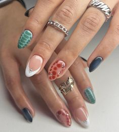 Mix Match Nails, Cute Simple Nails, Summery Nails, Cute Gel Nails, Minimalist Nails, Manicure Y Pedicure, Dream Nails, Fire Nails, Funky Nails