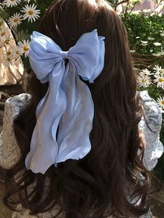 Bowknot Gauze Pleated See-Through Solid Color French Barrette Hair Accessories Hair Clips BLUE-One_size Elegance Hair, Blue Hair Bows, Quince Hairstyles, Clip Hairstyles, Long Hairstyles, Elegant Hairstyles