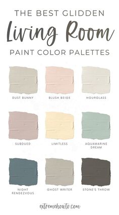 the best golden living room paint color palettes with text overlay that reads, the best