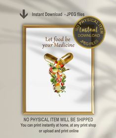 a medical item with the words let food be your medicine written on it and an image of flowers