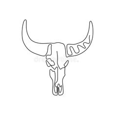 a bull's skull with horns drawn in one line on a white background royalty illustration