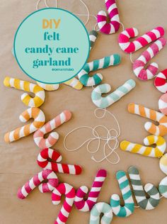 colorful candy canes laid out in the shape of letters