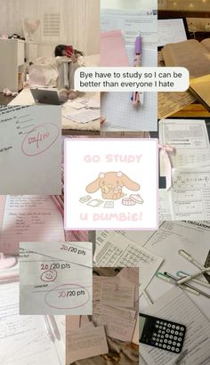 a collage of papers with writing on them