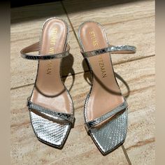 Excellent Condition, Straps Silver Heels Perfect For A Girls Night Out! Heel Inch : 2 Shoe Size: 8 Silver Heels, Stuart Weitzman Shoes, Girls Night Out, Stuart Weitzman, Girls Night, Shoes Women Heels, Night Out, Shoes Heels, Women Shoes