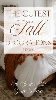 the guest fall decorations are on display in this bedroom