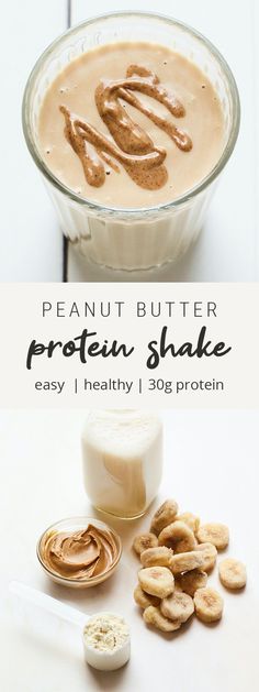 peanut butter protein shake in a glass bowl