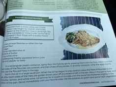 a recipe book with an image of chicken and broccoli on the plate in it