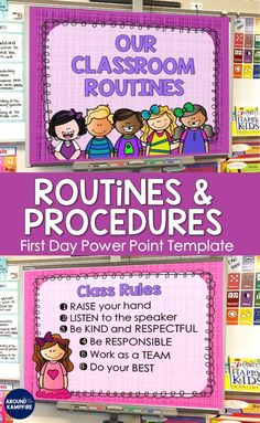 a classroom bulletin board with the words routine and procedure