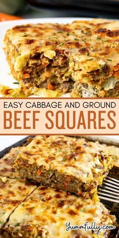 easy cabbage and ground beef bake squares