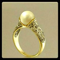 This Pretty Pearl Ring Will Help Manifest More Self-Confidence. It Will Also Make A Cute Addition To Your Jewelry Collection. Pearl Rings Vintage, White Pearl Ring, Bijoux Art Nouveau, Gold Pearl Ring, Engagement Ring Rose Gold, Customized Jewelry, Engagement Jewelry, Jewelry Designer, Gold Pearl