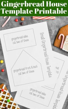 gingerbread house printables with candy canes and candies on the table