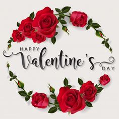 happy valentine's day card with red roses