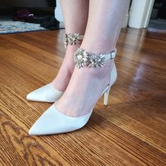 Brand New, Never Worn Ivory Satin Heels With Rhinestone Strap. No Stones Missing. Perfect Condition. Size 8. Shoe Hacks, Shoes Hack, Beautiful Dresses For Women, Satin Heels, Cream White, Wedding Shoes, Shoes Women Heels, Beautiful Dresses