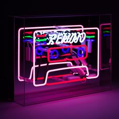 Cassette Tape Neon Light Dollydagger Retro Cassette, Pop Out, Cassette Tape, Green And Pink, Neon Lighting, Neon Sign, Mixtape