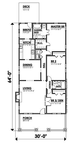 the floor plan for a two story house with three bedroom and an attached garage area