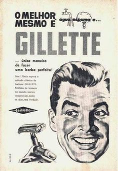 Propaganda da Gillette nos anos 40. Campanha reforçava a necessidade de uso do… Barber Quotes, Old Advertisements, Kids Hair Cuts, Wet Shaving, Safety Razor, Old Ads