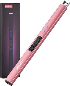 a pink electric toothbrush in front of a box