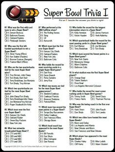 the super bowl trivia list