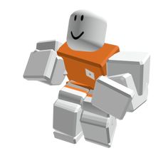 an orange and white robot is flying through the air with his arms spread wide open