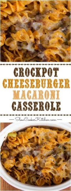 crockpot cheeseburger macaroni casserole in a white dish