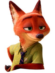 an animated fox wearing a shirt and tie