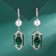 2023 New Trendy Vintage Lab Emerald 925 Silver Jewelry Set Dazzling Green Cubic Zirconia Wedding Vintage Emerald Earrings, Emerald Jewelry Set, Cubic Zirconia Wedding Rings, Silver Jewelry Set, Extraordinary Jewelry, Heirlooms Jewelry, Healing Crystal Jewelry, Silver Jewellery Sets, Emerald Earrings