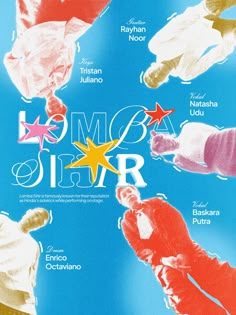 the poster for loma star is shown in red, white and blue with stars on it