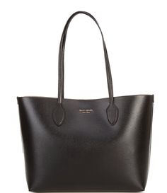 From kate spade new york&#x2C; the Bleecker Large Tote Bag features:Saffiano leatherLinedSnap closureGold-tone hardwareInterior: Zip pocketsApprox.: 13.5" x 13.8" x 5.3" Handle drop: 11" LImported. Kate Spade School Bag, Cute Handbags For School, School Handbag, Uni Bag, Dream Jobs, Handbags For School, Wishlist 2024, Virtual Wardrobe, Pocket Books