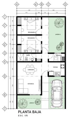 the floor plan for a house with two floors and three car garages on each side