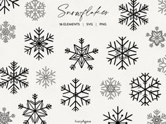 snowflakes are shown in black and white, with the words snowflakes below them