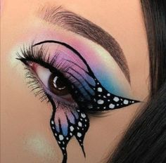 Fantasy Makeup Look, Fantasy Make Up Ideas Creative, Make Up Fantasi, Creative Eye Makeup Design, Fantasy Eye Makeup, Butterfly Makeup Ideas, Crazy Makeup Art, Creative Eye Makeup Art, Creative Eye Makeup Ideas