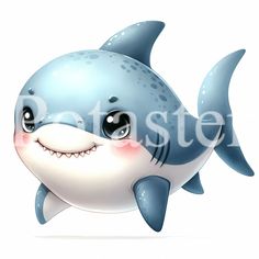 a cartoon shark with big eyes and a smile on it's face