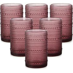 set of six pink glass tumblers