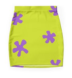 Super stretchy and durable polyester mini skirt. Vibrant, high-quality sublimation print across the front and back. Size range XXS-2XL. Fitted Casual Mini Skirt For Halloween, Patrick Halloween Costume, Pink Fitted Halloween Skirt, Halloween Cosplay Mini Skirt, Harajuku Mini Skirt For Halloween, Retro Yellow Mini Skort, Retro Yellow Mini Skirt, Neon Skirt, Skirt Costume