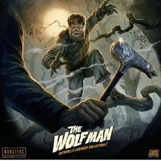 the wolfman movie poster with an image of a man holding a hammer in his hand