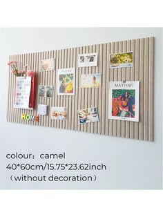 a bulletin board with pictures on it and the words, color camell 40 60cm / 15 532 inches without decoration