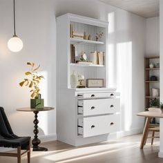 a living room with white furniture and wood flooring on the walls, along with a small dining table