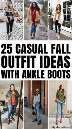 25 Casual Fall outfit Ideas with Ankle Boots Boot Outfit Ideas Women, Cute Outfits With Ankle Boots, Fall Outfit With Ankle Boots, Fall Booties With Jeans, Short Boot Outfits Fall, Ladies Boots Outfit, Casual Fall Outfits With Boots, Ankle Boot Outfits Fall, Tan Ankle Boots Outfit Work