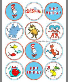 dr seuss birthday cupcake toppers