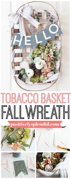 Rustic Hall Trees, Outside Fall Decorations, Baskets Decor, Simple Sunflower, Wreath For Fall, Farmhouse Diy Projects, Wreath Inspiration, Modern Farmhouse Diy, Basket Wreath