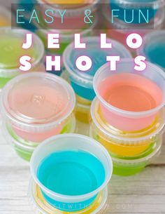 colorful jello shots with text overlay that says easy and fun jello shots