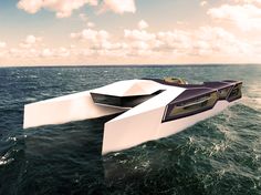 a futuristic boat floating on top of the ocean