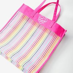 New With Tags Justice Mesh Rainbow Bag Perfect For The Beach & Pool! Mesh Design That Sets Sand And Water Free With Ease. Colorful Rainbow Stripes Top Is Open, Does Zip Or Velcro 13.5" W X 13.75" H X 3.75" D Pet & Smoke Free Home Trendy Pink Bags For Beach Season, Multicolor Summer School Bag, Multicolor School Bag For Summer, Fun Summer School Bags, Trendy Pink Beach Bag For Shopping, Playful Summer School Bags, Trendy Pink Beach Bag For Daily Use, Cute Blue Bags For Vacation, Pink Beach Bag For Spring Shopping