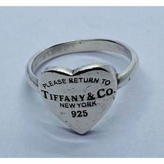 Tiffany & Co. Ring Size 5.25 Please Return To Tiffany & Co” New York 925 Silver Overall In Good Condition Heart Is About 12mm North To South Ring Is A Size 5.25 Tiffany Co Rings, Tiffany And Co Jewelry, Jewelry Tiffany, Return To Tiffany, Body Glitter, Tiffany Co Jewelry, Womens Jewelry Rings, Tiffany & Co., Silver Color