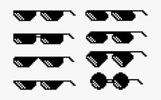 pixelated sunglasses with different shapes and sizes