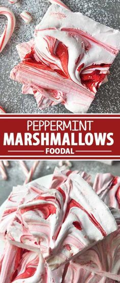 peppermint marshmallows fudge cake with white frosting on top