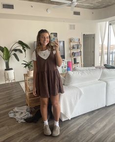 Dress With Tank Top Under, Nice Casual Outfits Woman Summer, Cute Market Outfits, Spring Outfits Dresses Casual, Good Fashion Sense Aesthetic, Nanny Summer Outfits, College Visit Outfit Summer, Romper Layering Outfit, Casual Lazy Outfits Summer